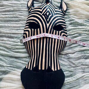 Medium 3D Kenyan Hand Crafted Wooden Zebra Mask Wall Decor